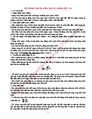 Đề cương ôn thi giữa học kì II môn Vật lý Lớp 9